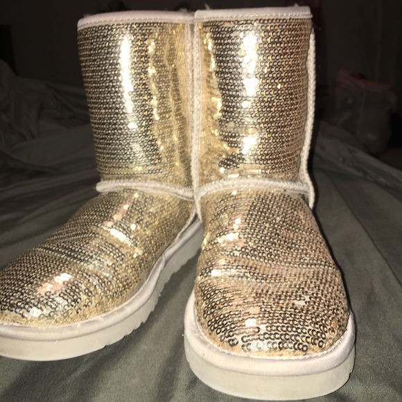sequin uggs silver